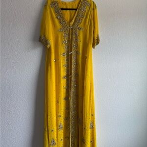 Yellow Embellished Moroccan Caftan